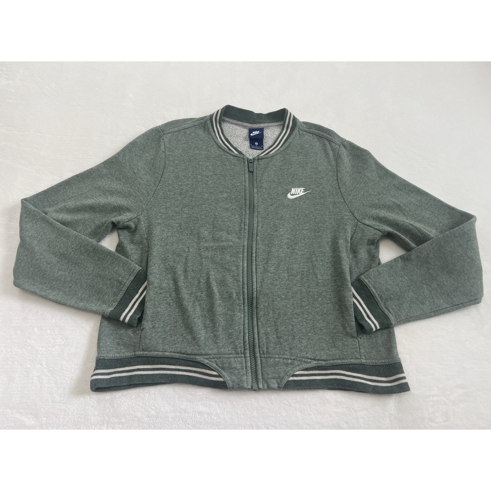 Nike Womens Unisex Youth Sportswear Varsity Zip Up Fleece Track Green Jacket "M"